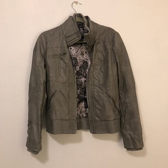 Guess Faux Leather Grey Jacket - Picture 1 of 6
